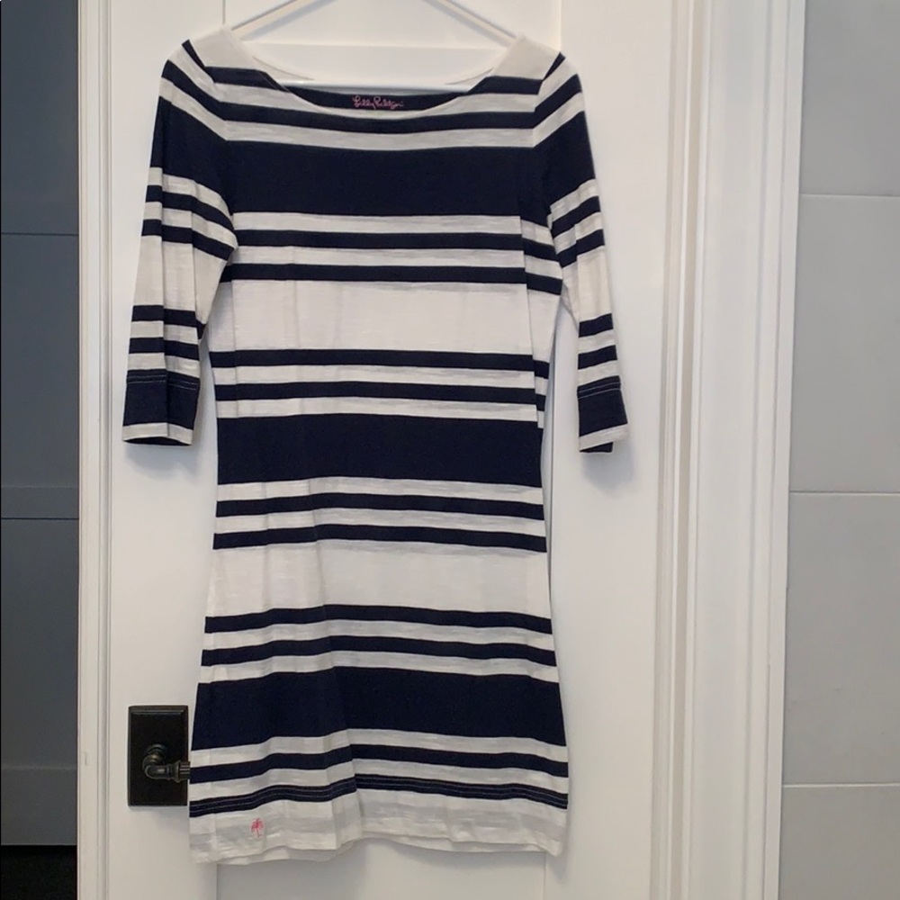 Lilly Pulitzer striped cotton long sleeve dress.